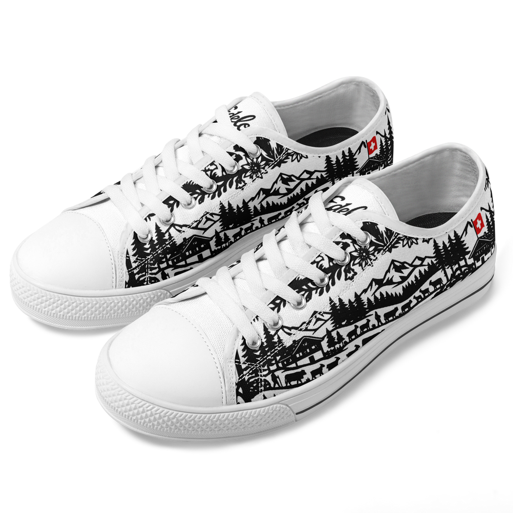 Schuhe Edelon Scherenschnitt Alpenmotiv – Weiß