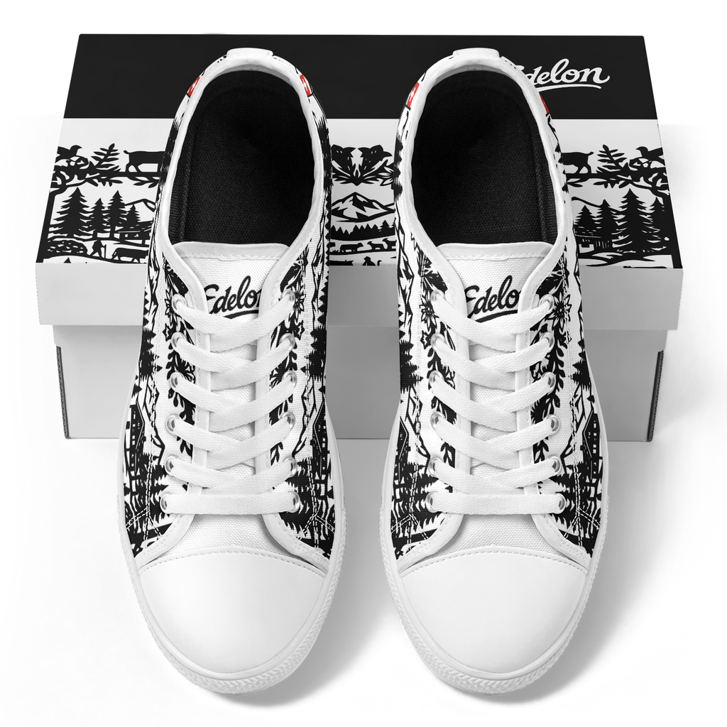 Schuhe Edelon Scherenschnitt Alpenmotiv – Weiß