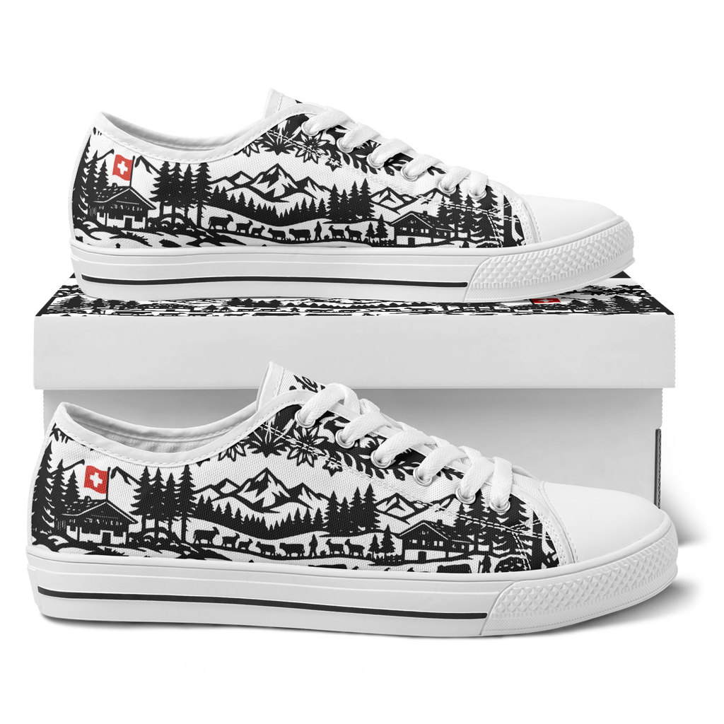 Schuhe Edelon Scherenschnitt Alpenmotiv – Weiß