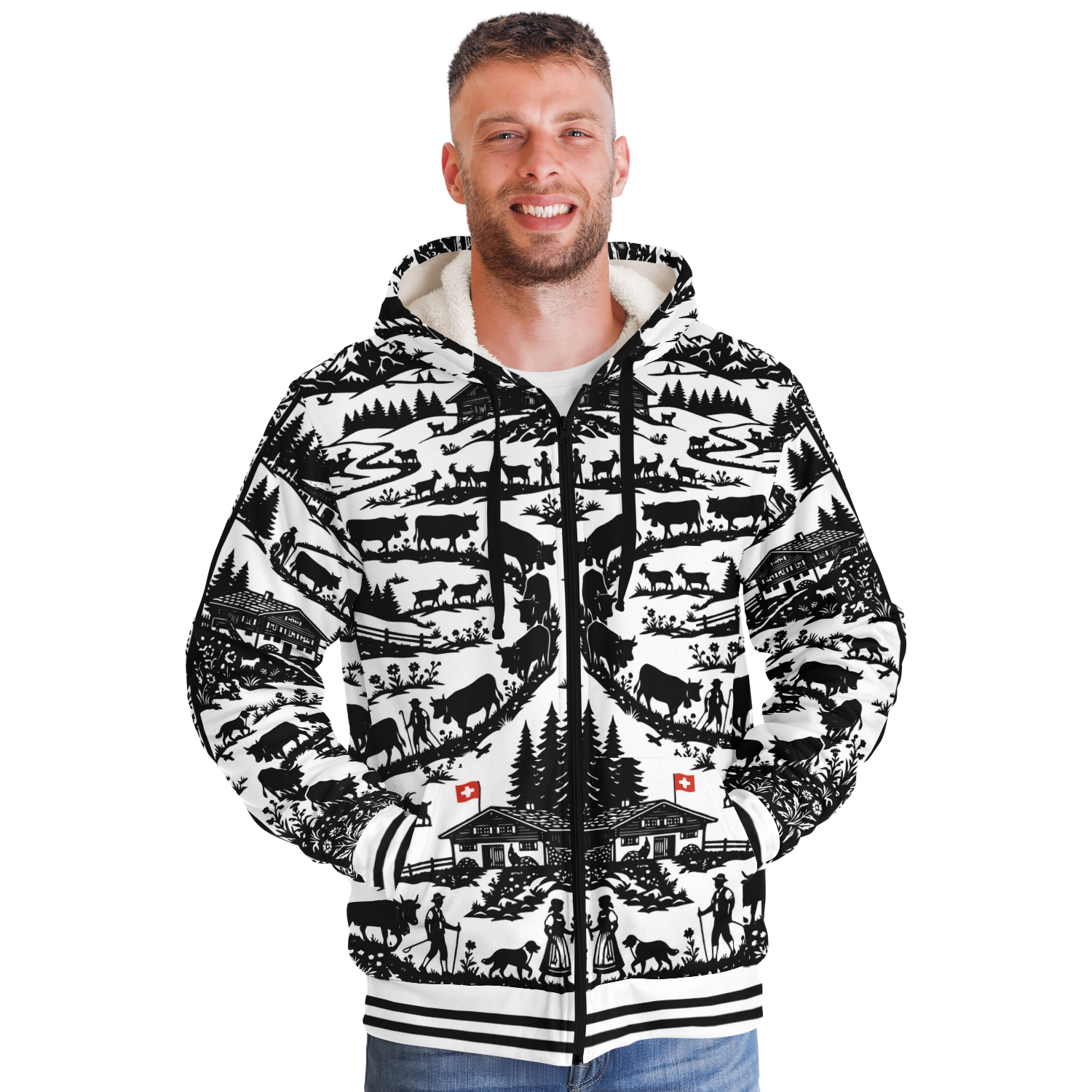 Sweat Zippé Doublure Polaire - Poya Style Papier Découpé Edelon