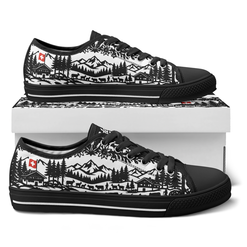 Schuhe Edelon Scherenschnitt Alpenmotiv – Schwarz