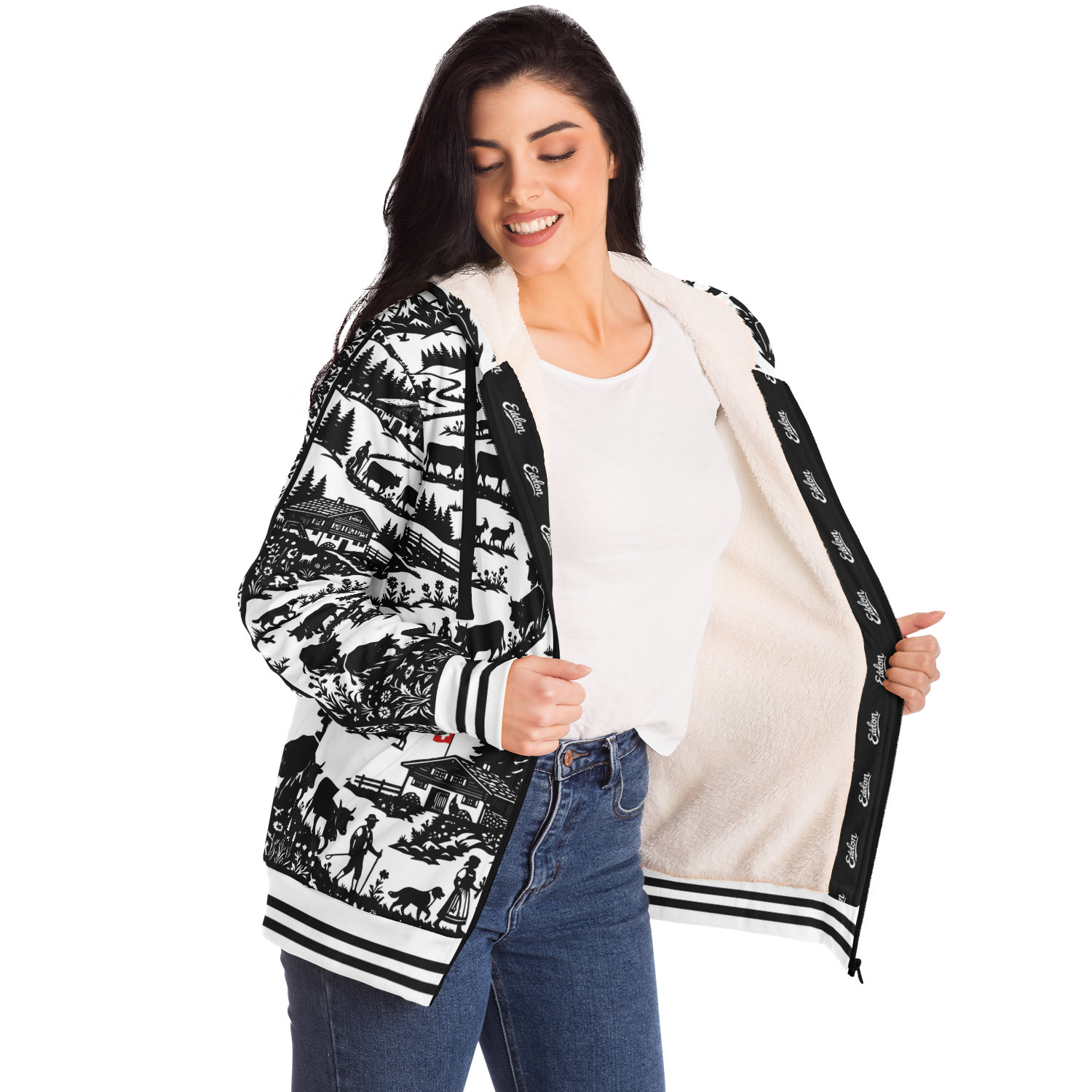 Sweat Zippé Doublure Polaire - Poya Style Papier Découpé Edelon