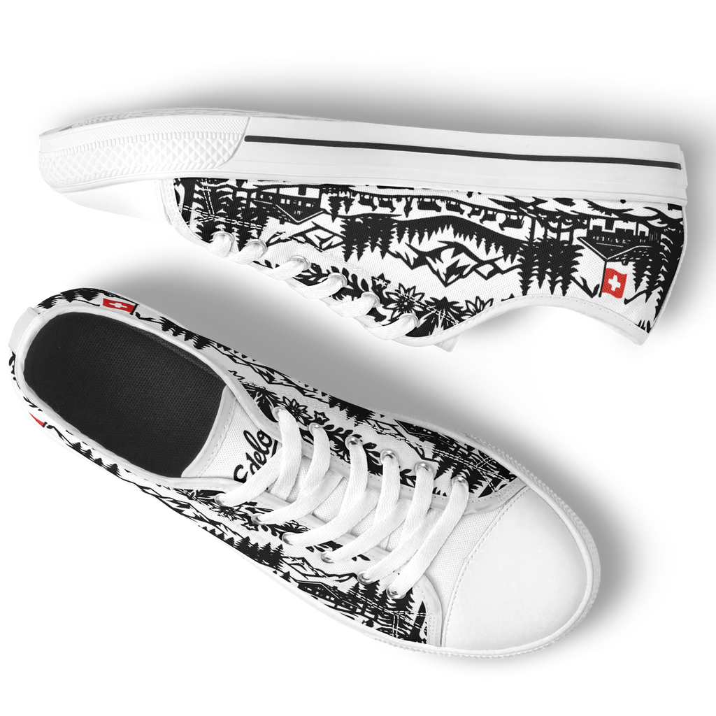 Schuhe Edelon Scherenschnitt Alpenmotiv – Weiß