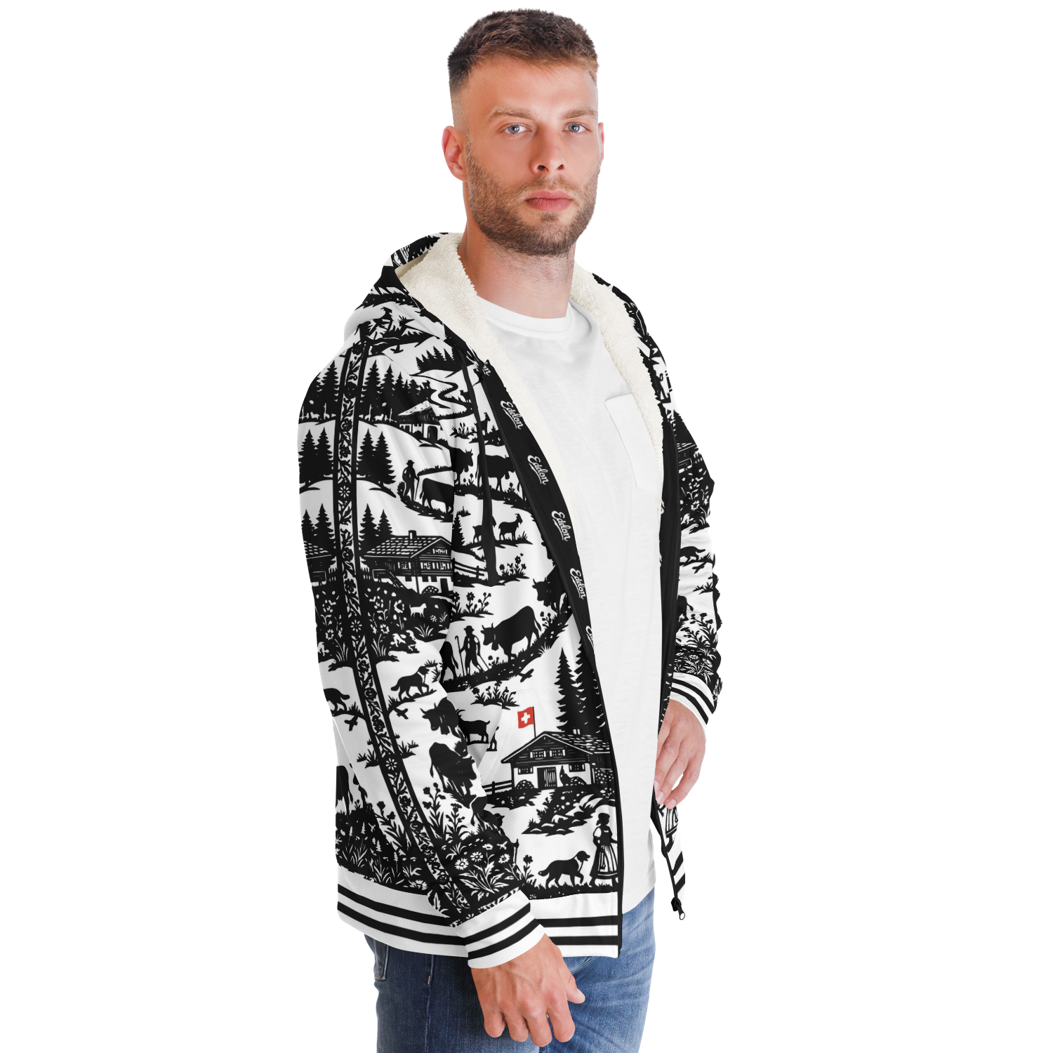 Sweat Zippé Doublure Polaire - Poya Style Papier Découpé Edelon