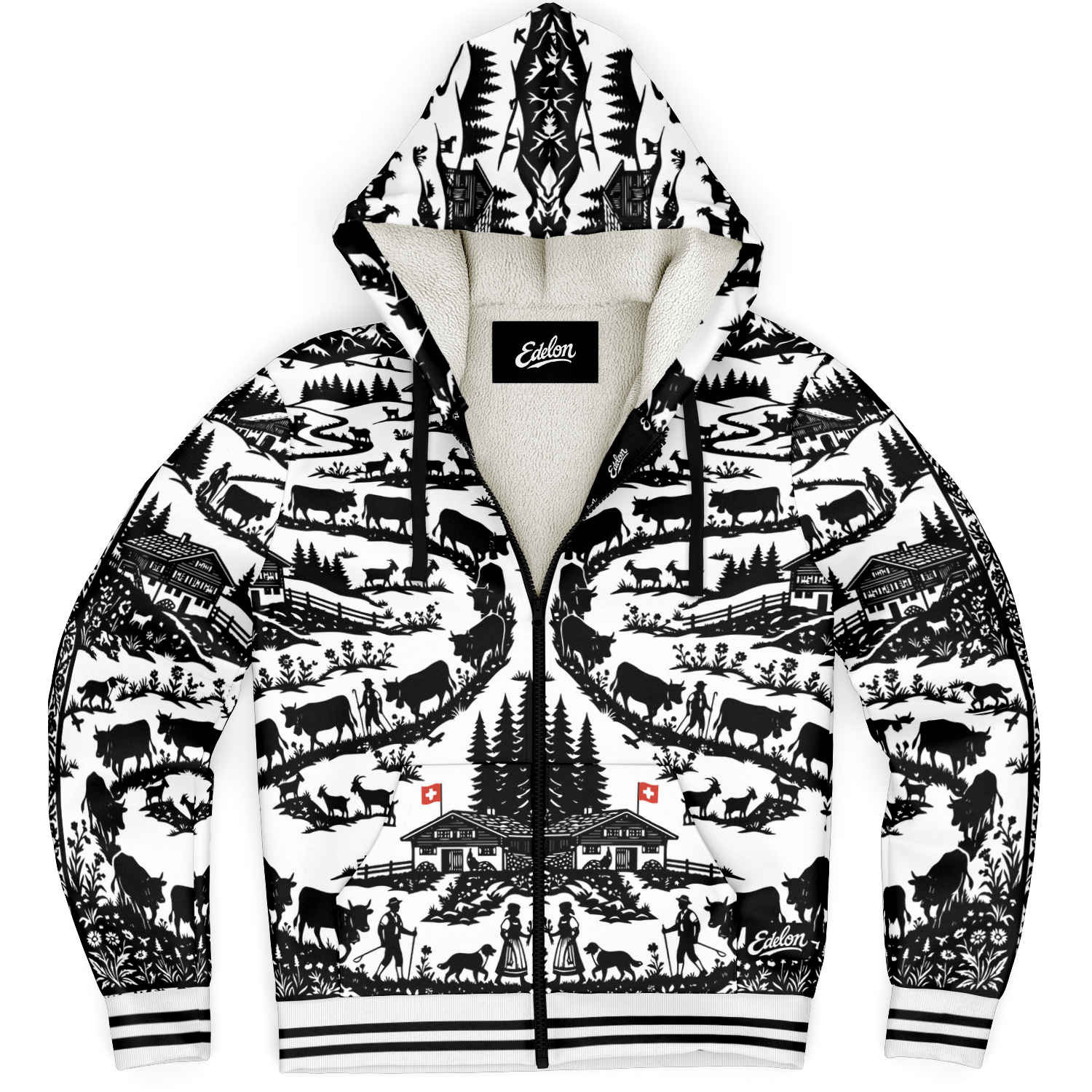 Sweat Zippé Doublure Polaire - Poya Style Papier Découpé Edelon