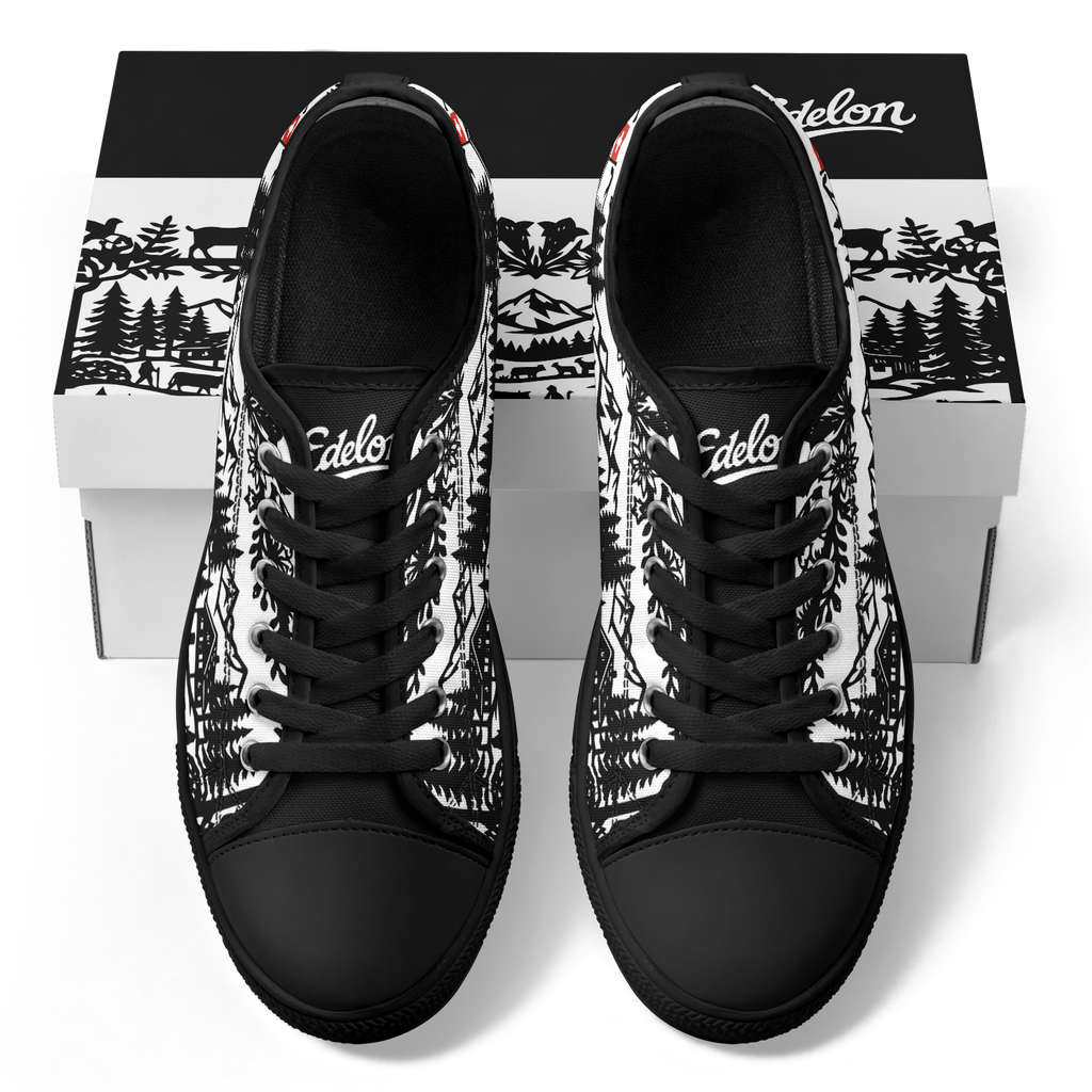 Schuhe Edelon Scherenschnitt Alpenmotiv – Schwarz