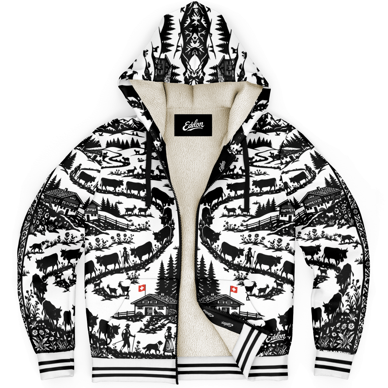 Sweat Zippé Doublure Polaire - Poya Style Papier Découpé Edelon