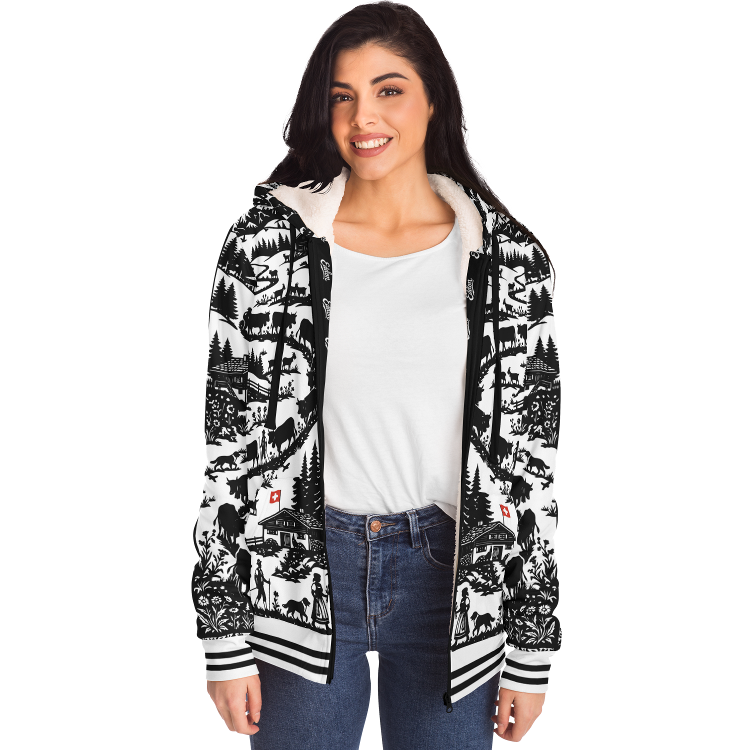 Sweat Zippé Doublure Polaire - Poya Style Papier Découpé Edelon